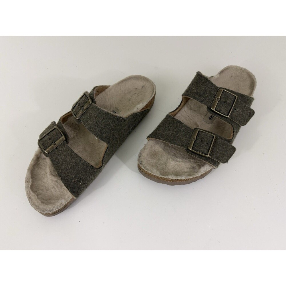 Birkenstock Arizona Khaki Wool Gray Unisex Sandals EU 41 Narrow Slow Fashion